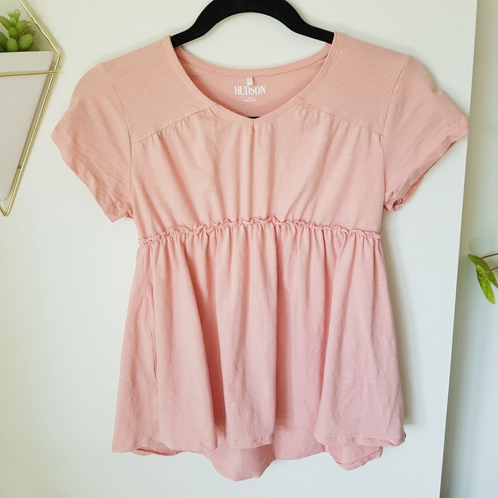 HUDSON Girls Blush Pink Babydoll Top Shirt XL